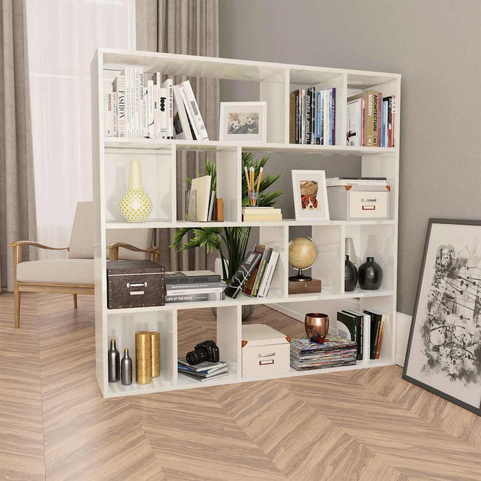 Separator cameră/Bibliotecă, alb extralucios, 110x24x110 cm PAL WALTI