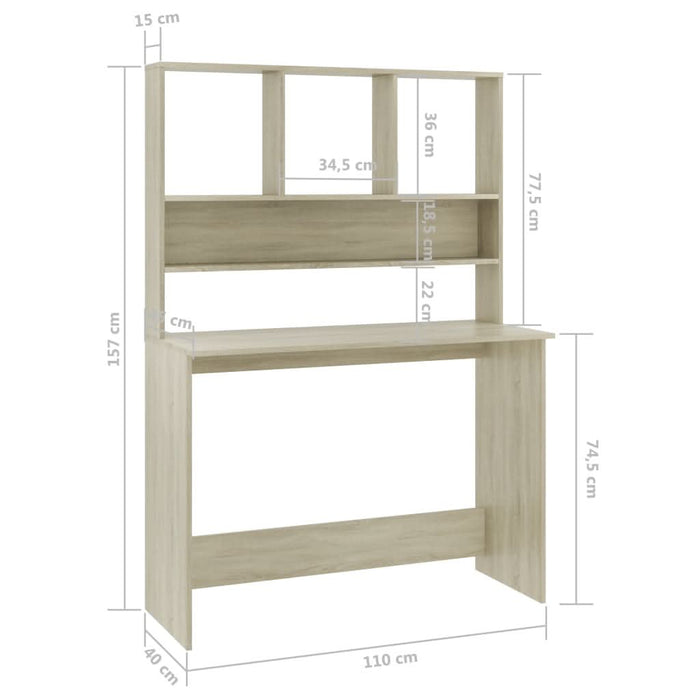 Birou cu rafturi, stejar sonoma, 110x45x157 cm, PAL - WALTI WALTI