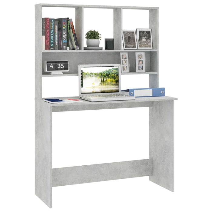 Birou cu rafturi, gri beton, 110x45x157 cm, PAL - WALTI WALTI