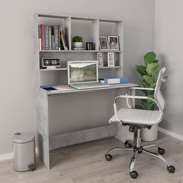Birou cu rafturi, gri beton, 110x45x157 cm, PAL - WALTI WALTI
