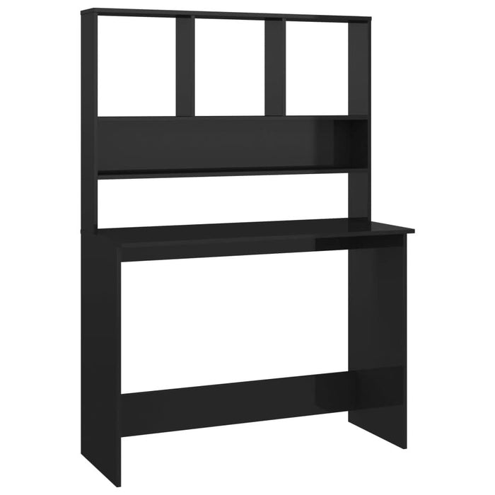 Birou cu rafturi, negru extralucios, 110x45x157 cm, PAL - WALTI WALTI