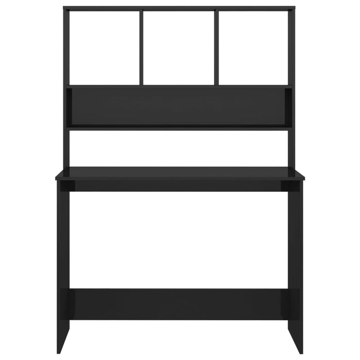Birou cu rafturi, negru extralucios, 110x45x157 cm, PAL - WALTI WALTI