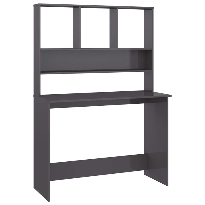 Birou cu rafturi, gri extralucios, 110x45x157 cm, PAL - WALTI WALTI