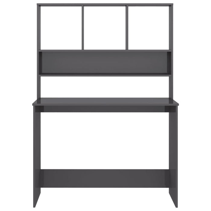 Birou cu rafturi, gri extralucios, 110x45x157 cm, PAL - WALTI WALTI