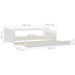 Cadru pat canapea, extensibil, alb, 90 x 200 cm, lemn de pin - WALTI WALTI