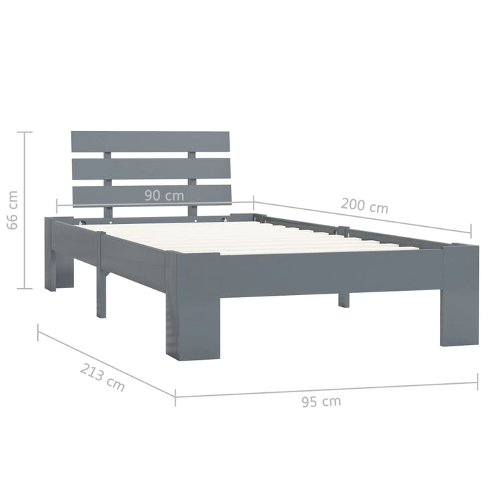 Cadru de pat, gri, 90 x 200 cm, lemn masiv de pin WALTI