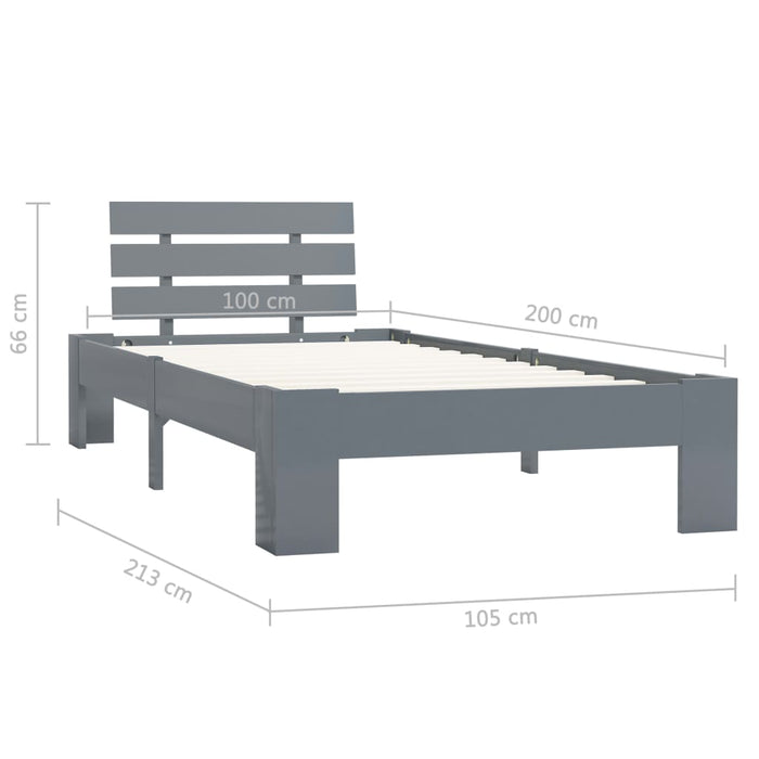 Cadru de pat, gri, 100 x 200 cm, lemn masiv de pin WALTI