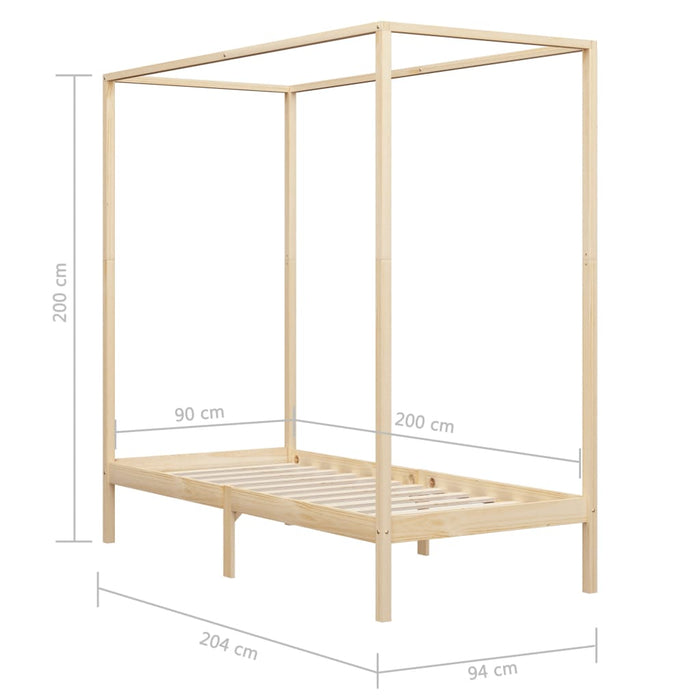 Cadru pat cu baldachin, 90x200 cm, lemn masiv de pin WALTI