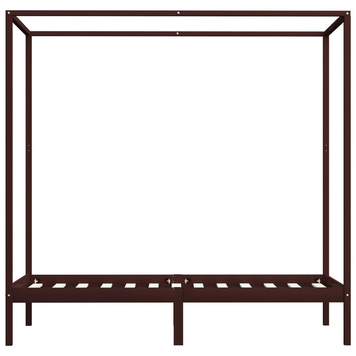 Cadru pat cu baldachin maro închis 100x200 cm lemn masiv pin - WALTI WALTI