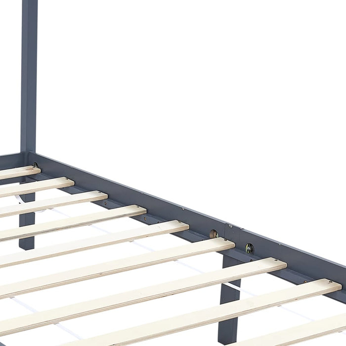 Cadru pat cu baldachin, gri, 100x200 cm, lemn masiv de pin - WALTI WALTI