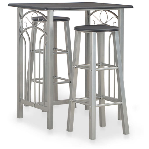 Set mobilier de bar, 3 piese, negru, lemn și oțel - WALTI WALTI