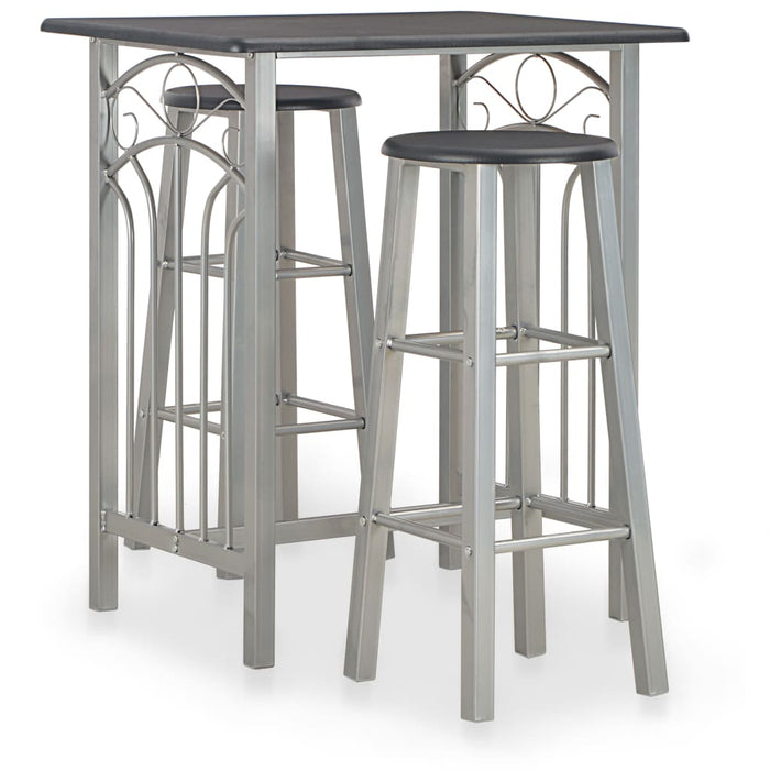 Set mobilier de bar, 3 piese, negru, lemn și oțel - WALTI WALTI