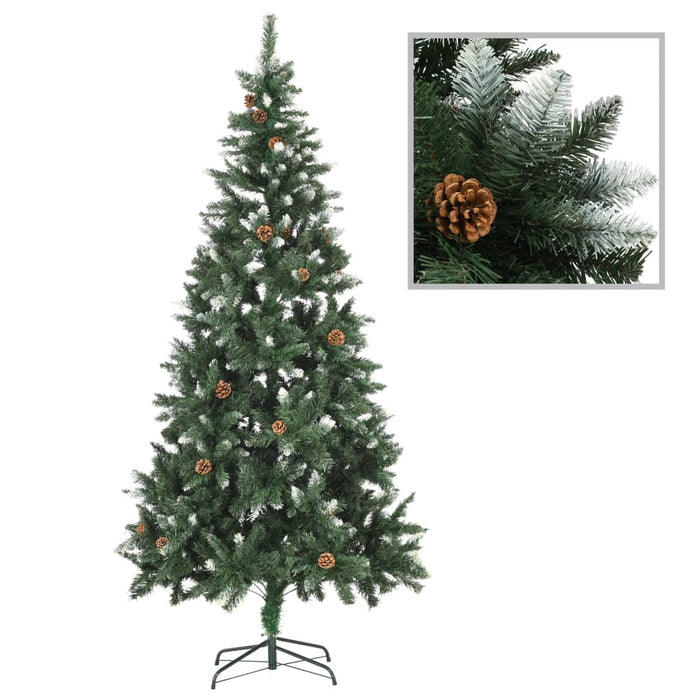 Brad de Crăciun artificial cu conuri pin și sclipici alb 210 cm - WALTI WALTI