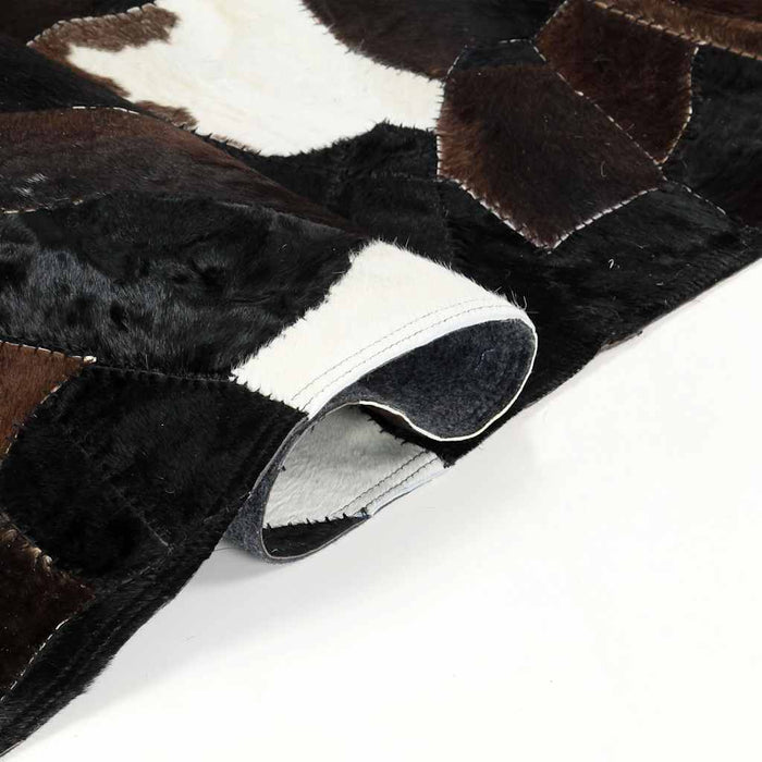 Covor piele cu păr natural, mozaic, negru/alb/maro, 160x230 cm WALTI