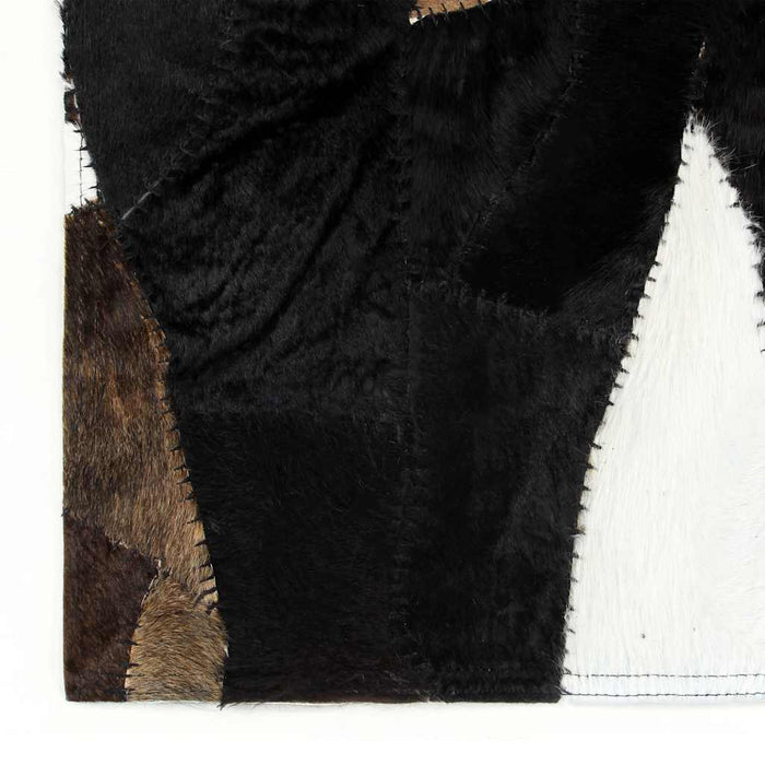 Covor piele cu păr natural, mozaic, negru/alb/maro, 160x230 cm WALTI