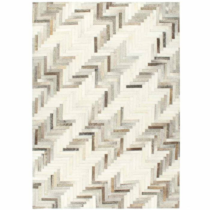 Covor, piele cu păr natural, mozaic, gri/alb, 80 x 150 cm WALTI