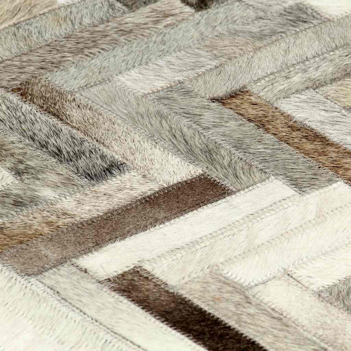 Covor, piele cu păr natural, mozaic, gri/alb, 80 x 150 cm WALTI