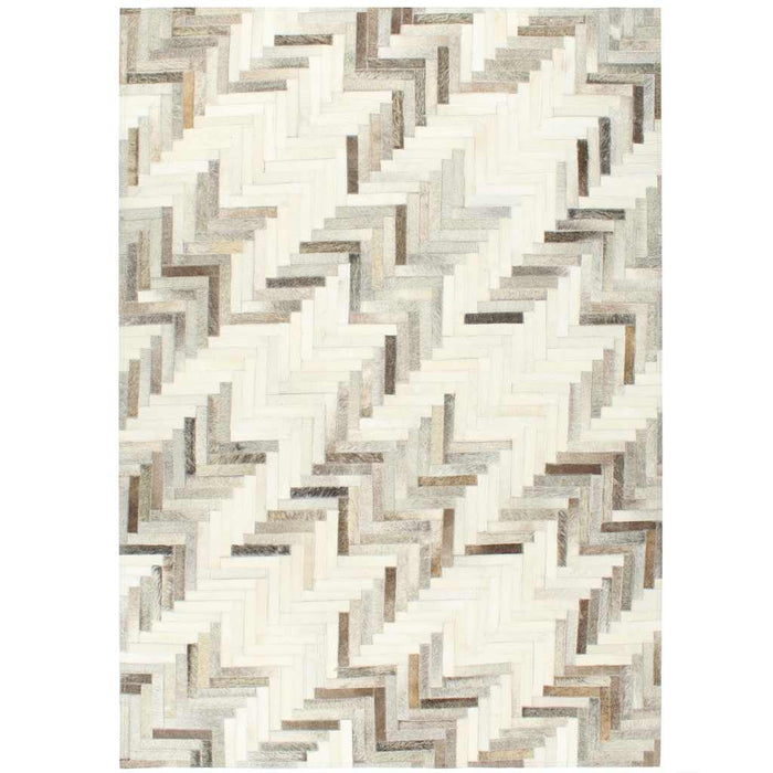 Covor, piele naturală cu păr, petice, gri/alb, 120 x 170 cm WALTI