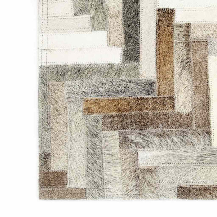 Covor, piele naturală cu păr, petice, gri/alb, 120 x 170 cm WALTI
