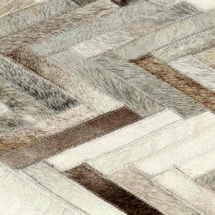 Covor, piele naturală cu păr, petice, gri/alb, 120 x 170 cm WALTI
