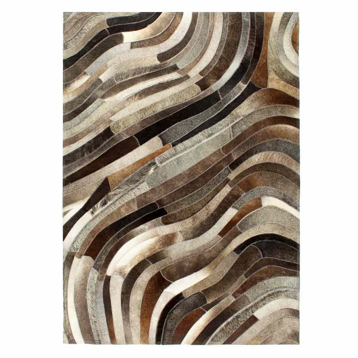 Covor piele cu păr natural, mozaic, gri/argintiu, 80 x 150 cm WALTI