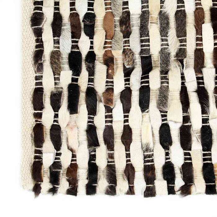 Covor, piele cu păr natural, mozaic negru/alb, 80 x 150 cm WALTI