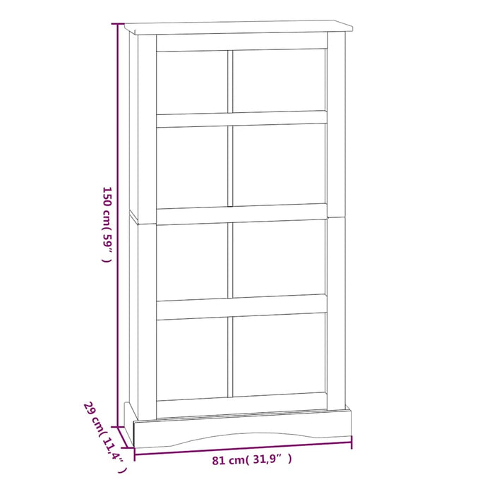 Bibliotecă 4 rafturi alb 80x29x150 cm pin mexican gama Corona WALTI