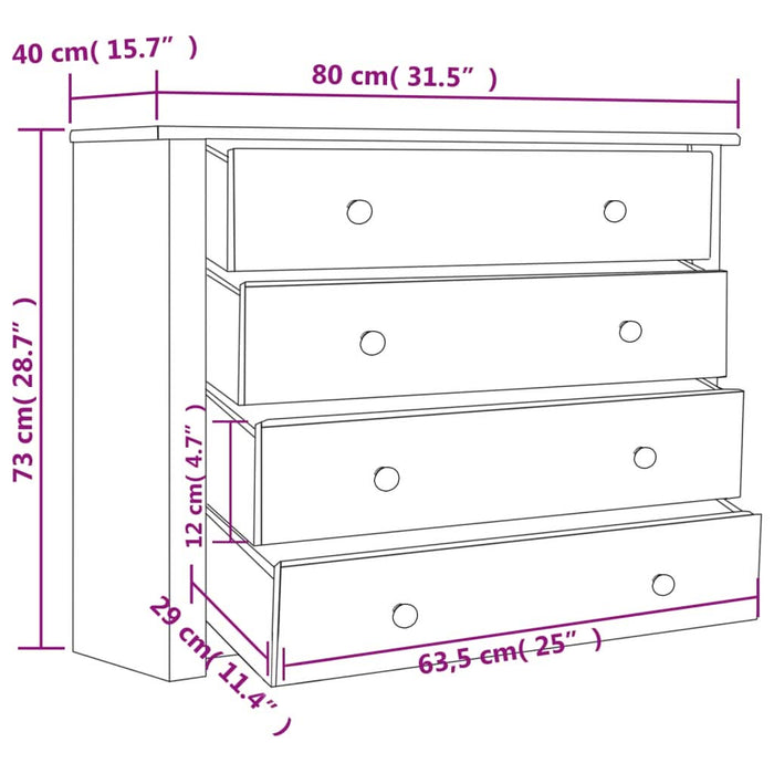 Dulap lateral, gri, 80 x 40 x 73 cm, gama pin de Panama WALTI
