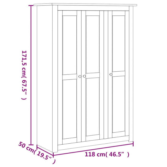 Șifonier cu 3 uși, 118 x 50 x 171,5 cm, pin gama Panama - WALTI WALTI