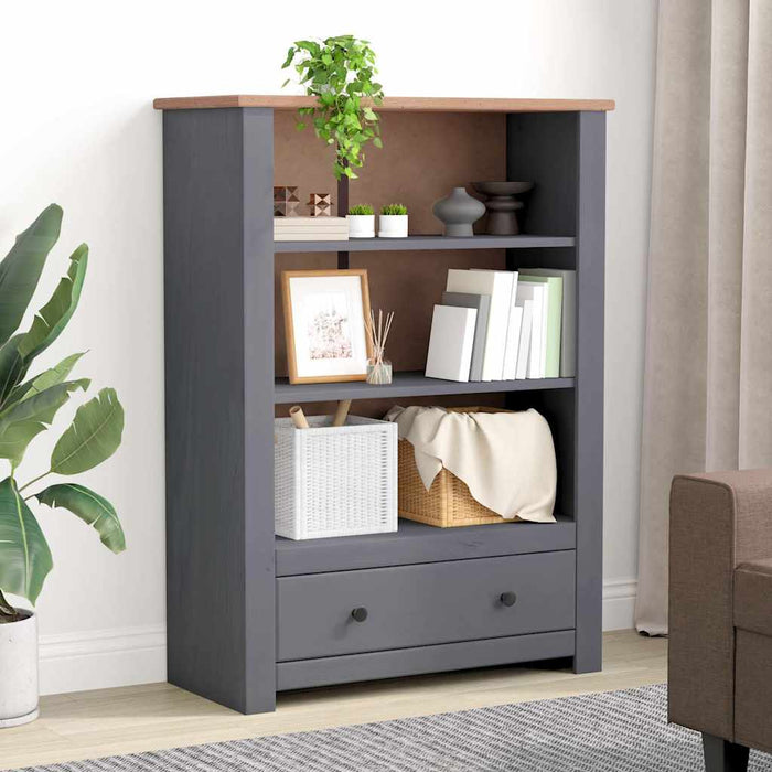 Bibliotecă, gri, 80x35x110 cm, lemn masiv de pin, gama Panama WALTI