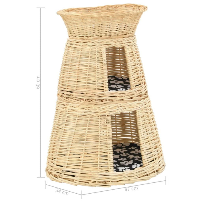 Set coșuri pisici cu perne 3 piese 47x34x60 cm răchită naturală - WALTI WALTI