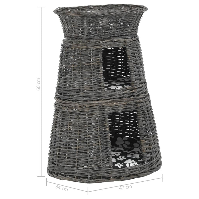Set coșuri pisici, perne, 3 piese, gri, 47x34x60 cm, răchită - WALTI WALTI