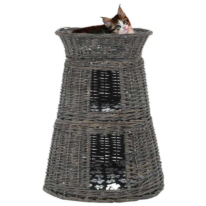 Set coșuri pisici, perne, 3 piese, gri, 47x34x60 cm, răchită - WALTI WALTI