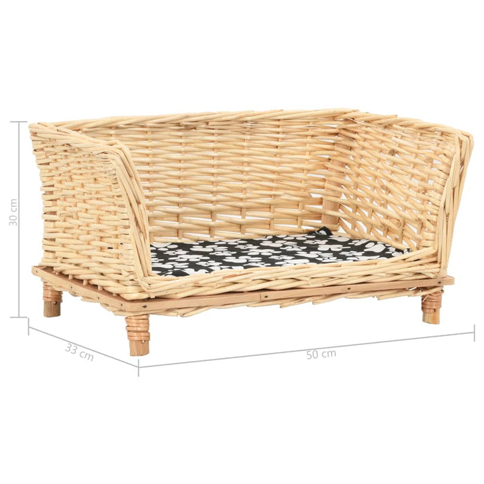 Coș pentru câini cu pernă, 50x33x30 cm, salcie naturală - WALTI WALTI