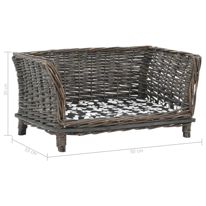 Coș pentru câini cu pernă, gri, 50x33x30 cm, salcie naturală - WALTI WALTI