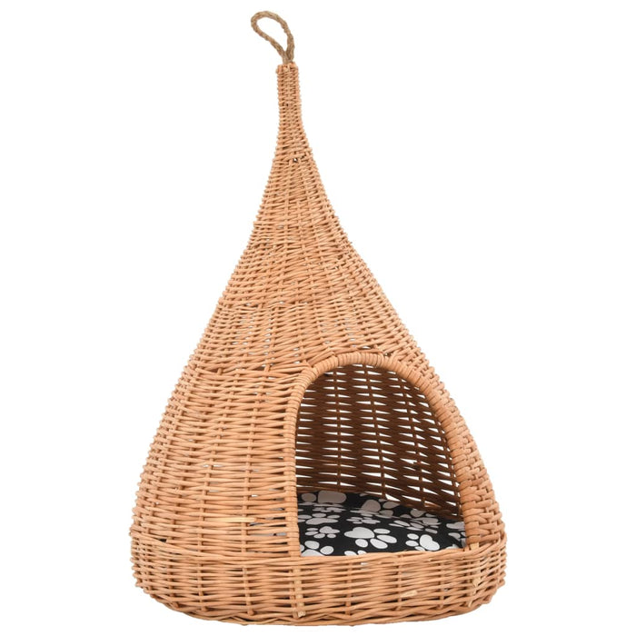 Casă pentru pisici cu pernă, 40x60 cm, salcie naturală, teepee - WALTI WALTI