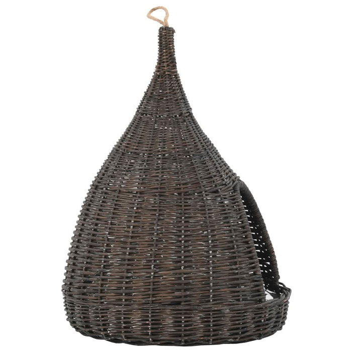 Casă de pisici cu pernă, gri, 40x60 cm, salcie naturală, teepee - WALTI WALTI