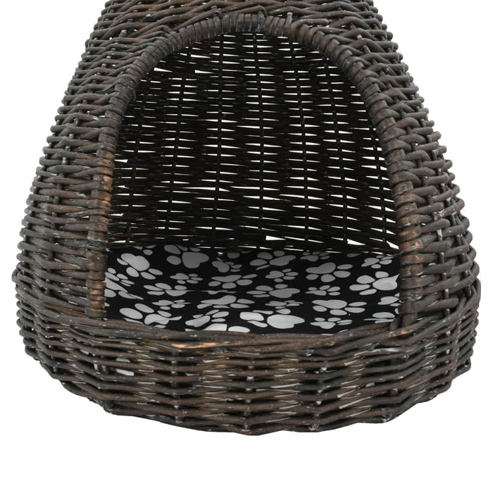 Casă de pisici cu pernă, gri, 40x60 cm, salcie naturală, teepee - WALTI WALTI