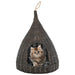 Casă de pisici cu pernă, gri, 40x60 cm, salcie naturală, teepee - WALTI WALTI