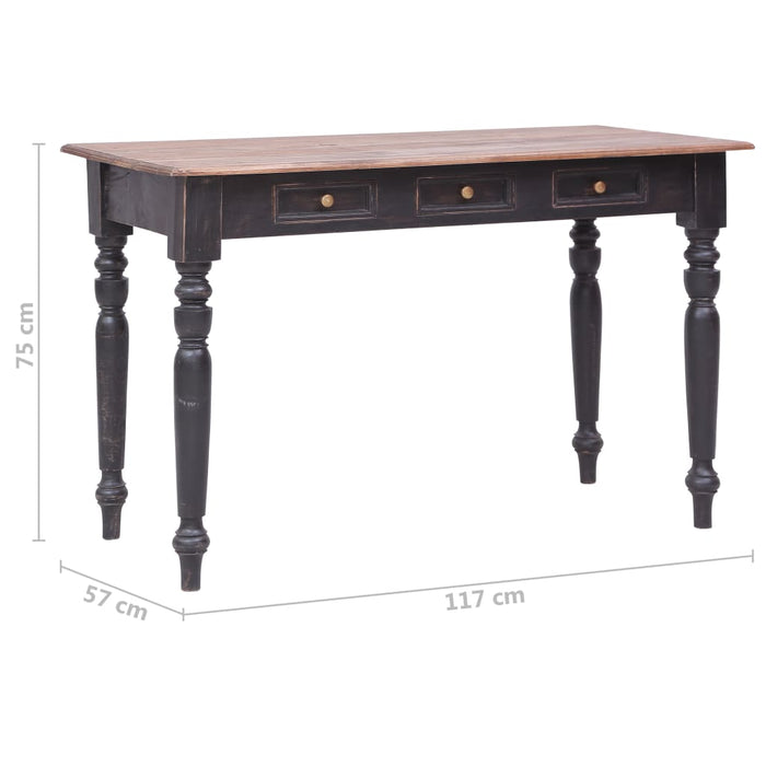 Birou cu 3 sertare, 117 x 57 x 75 cm, lemn masiv de mahon - WALTI WALTI