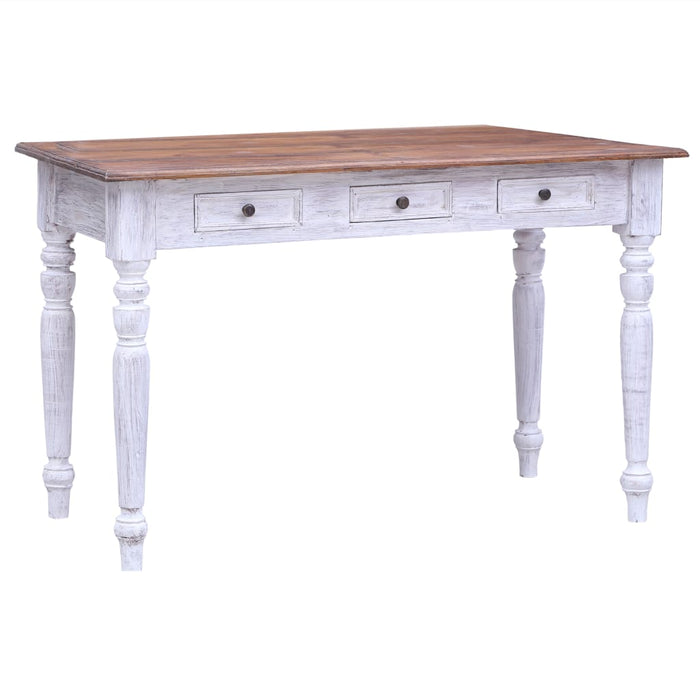 Birou cu sertare, alb, 117x57x75 cm, lemn masiv de mahon - WALTI WALTI