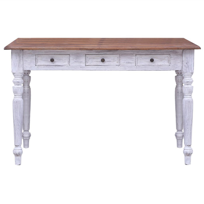 Birou cu sertare, alb, 117x57x75 cm, lemn masiv de mahon - WALTI WALTI