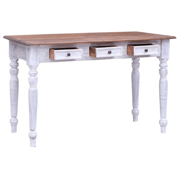 Birou cu sertare, alb, 117x57x75 cm, lemn masiv de mahon - WALTI WALTI