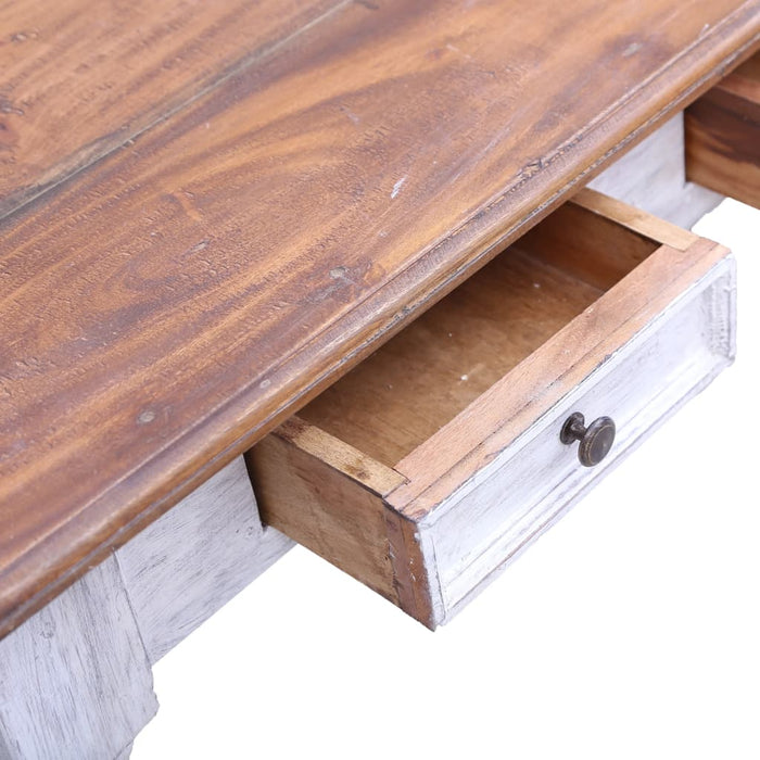 Birou cu sertare, alb, 117x57x75 cm, lemn masiv de mahon - WALTI WALTI