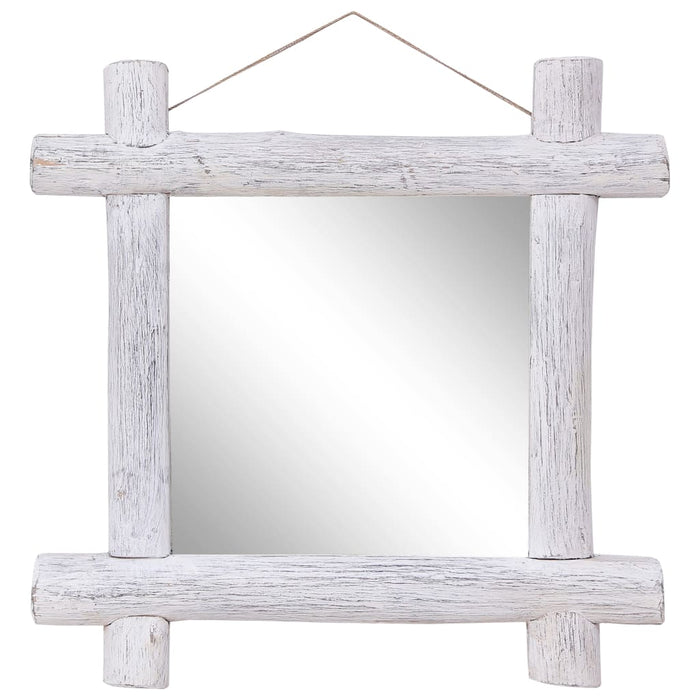 Oglindă cu ramă din bușteni, alb, 70x70 cm, lemn masiv reciclat - WALTI WALTI