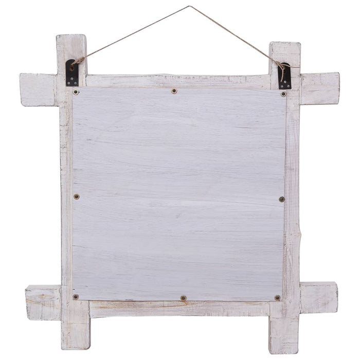 Oglindă cu ramă din bușteni, alb, 70x70 cm, lemn masiv reciclat - WALTI WALTI