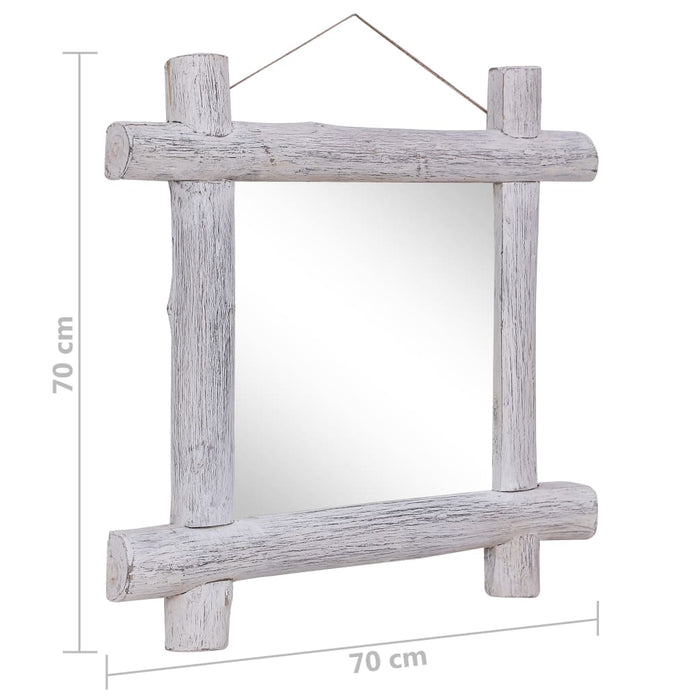 Oglindă cu ramă din bușteni, alb, 70x70 cm, lemn masiv reciclat - WALTI WALTI