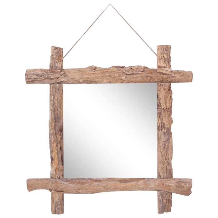 Oglindă din bușteni, natural, 70x70 cm, lemn de tec reciclat - WALTI WALTI