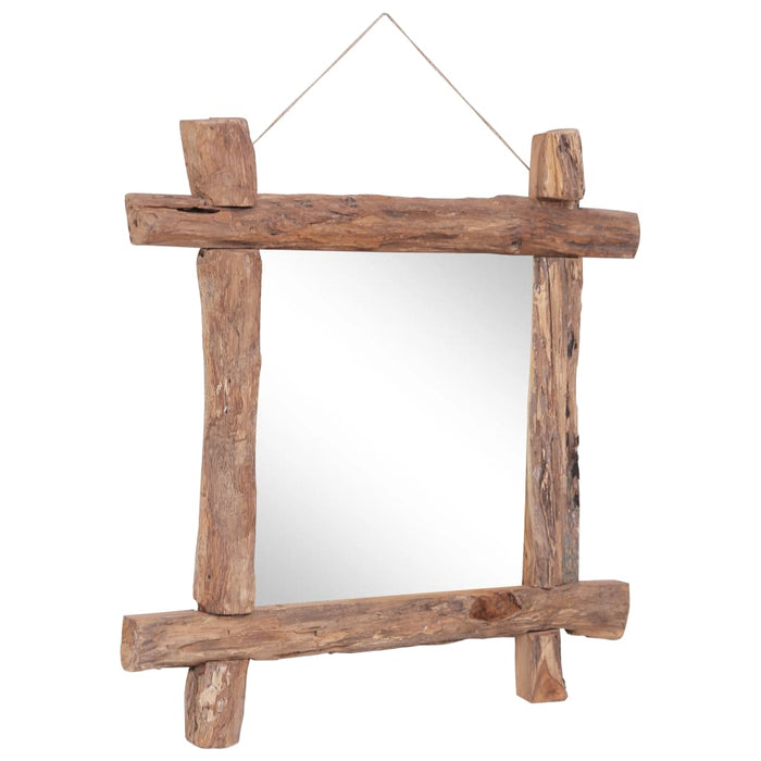 Oglindă din bușteni, natural, 70x70 cm, lemn de tec reciclat - WALTI WALTI