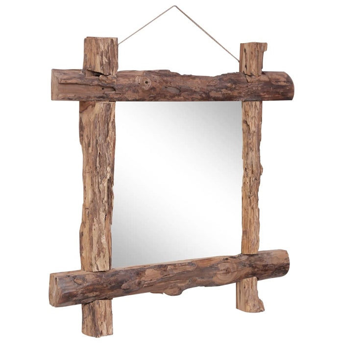 Oglindă din bușteni, natural, 70x70 cm, lemn de tec reciclat - WALTI WALTI